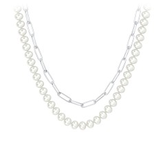 Golden South Sea Pearl Paperclip Necklace Size 20 in Platinum Plated  Sterling Silver, Silver Wt 7.20 Gms. - 8836108 - TJC